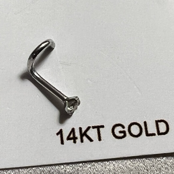 Custom Diamond Nose Ring 14k White Gold - Picture 5 of 13